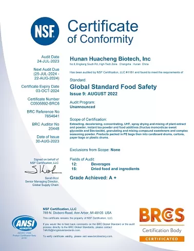 BRC Certification - WISC Biotech